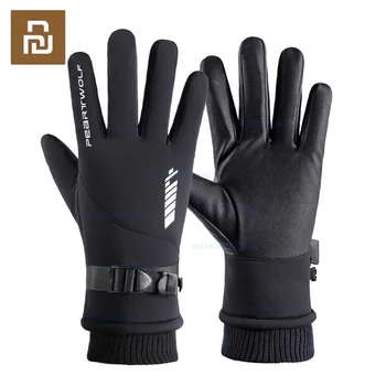 Мъжки топли зимни ръкавици Youpin за Спорт на открито, с кадифени ръкавици със сензорен екран, ски Ветроупорен и водоустойчива Ръкавици за езда и колоездене