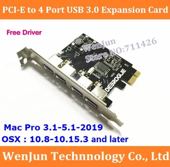 Универсална бескабельная високоскоростна карта за разширяване на Mac Pro USB 3.0 PCI-E X1 с 4 порта за MAC OSX 10.8-10.15.3 /Windows/ MACPRO